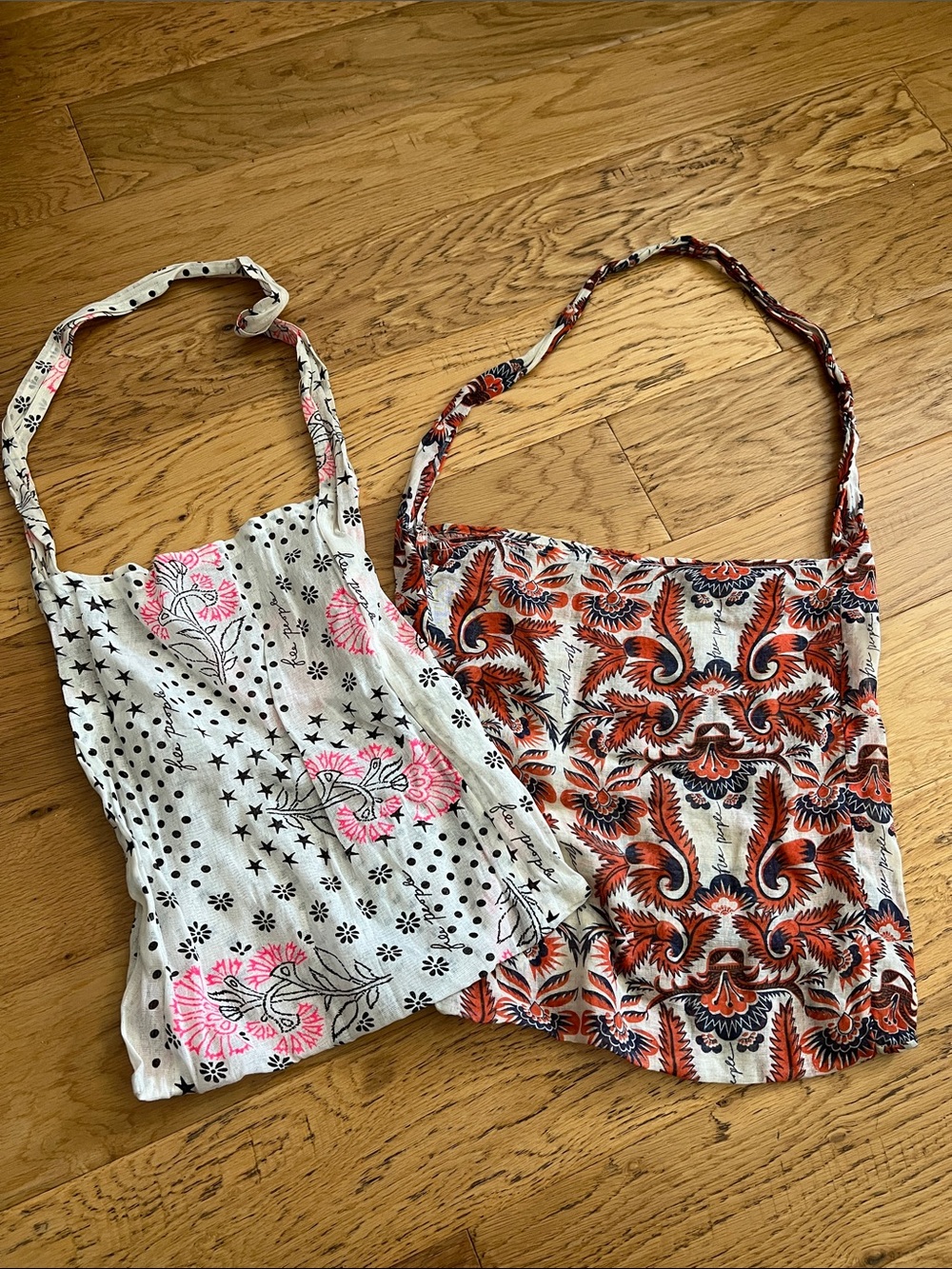 FREE PEOPLE - Set of 2 Patterned Cotton Shoulder Bags - Floral & Paisley Prints